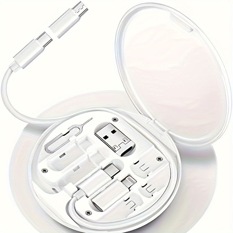 5-In-1 USB Type-C Charging Cable - Rapid Charging for Iphones, Android Devices, And Tablets - High Durability AC for Iphone + Type C Multi USB Charging Adapter Cable Set with Data Transfer, Card Storage, And Phone Stand